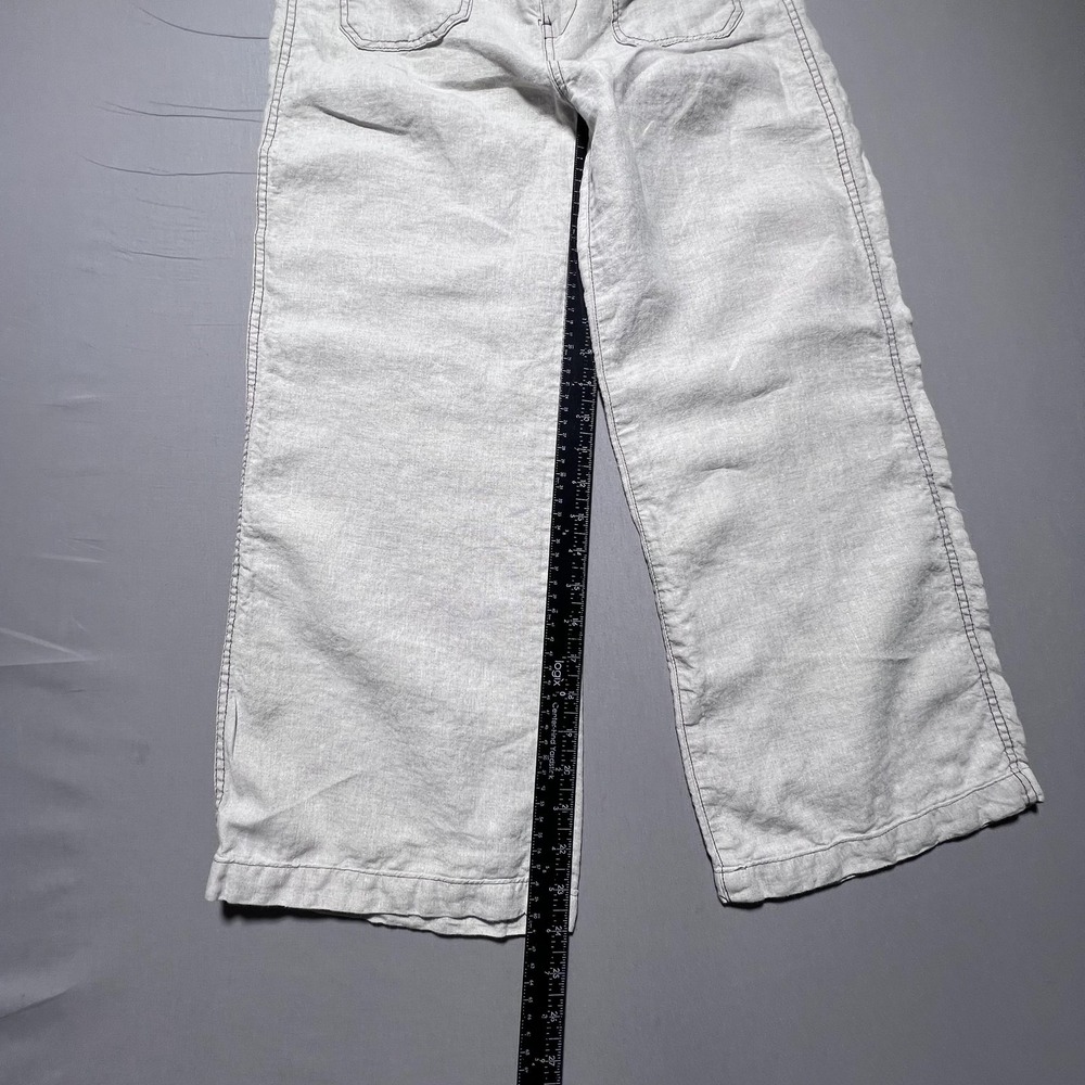 Madewell Wide Leg Pants Womens 2 Ivory 100% Linen High Rise Cropped Pockets - Picture 13 of 15